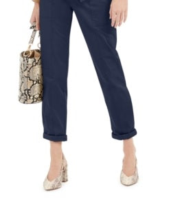 INC International Concepts Women's Tie Waist Utility Pants Indigo Sea Size 6