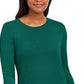 JM Collection Women's Button Cuff Crewneck Sweater Highland Green Size Small