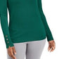 JM Collection Women's Button Cuff Crewneck Sweater Highland Green Size Small