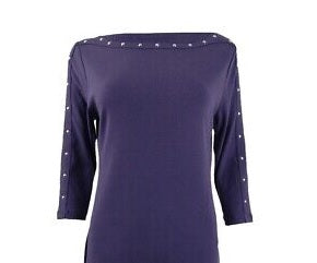 Karen Scott Women's Boat Neck Studded Dress Purple Size PS