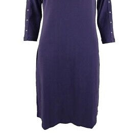 Karen Scott Women's Boat Neck Studded Dress Purple Size PS