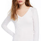 Splendid Women's Ribbed V Neck Tee White Size X-Large