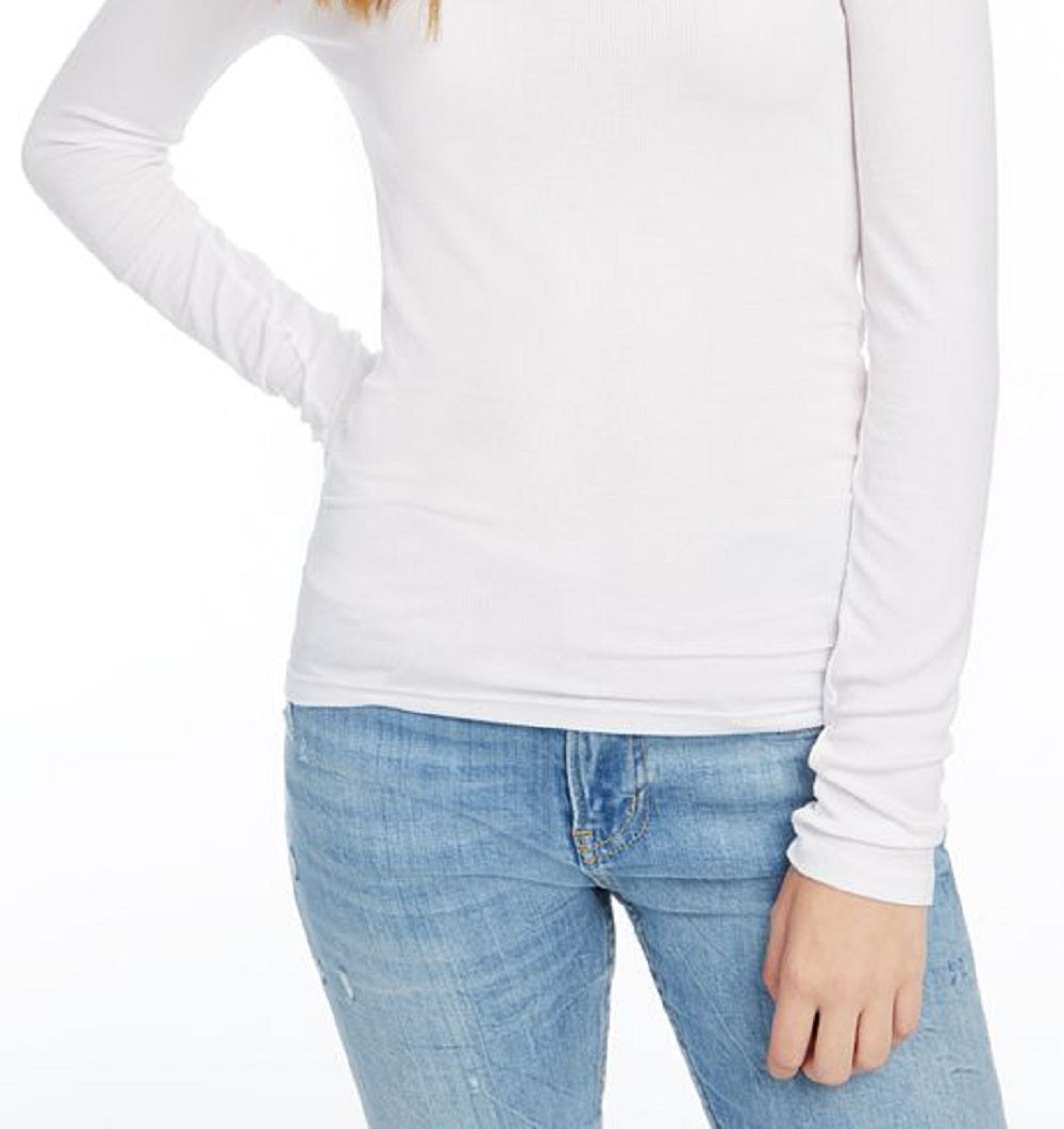 Splendid Women's Ribbed V Neck Tee White Size X-Large