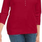 Karen Scott Women's Cotton Grommet Hardware Top Red Size PP