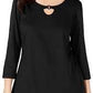 Karen Scott Women's Triple Ring Cutout Top Black Size X-Large