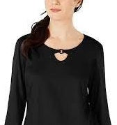 Karen Scott Women's Triple Ring Cutout Top Black Size X-Large