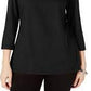 Karen Scott Women's Triple Ring Cutout Top Black Size X-Large