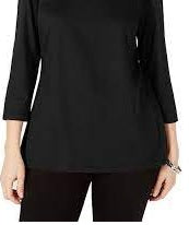 Karen Scott Women's Triple Ring Cutout Top Black Size X-Large