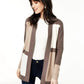 Charter Club Women's Colorblocked Pure Cashmere Cardigan Brown/White Size Large