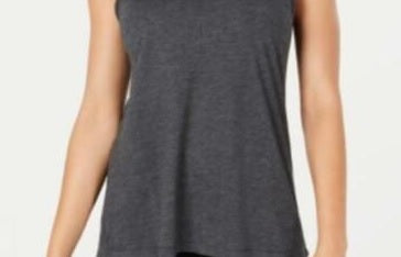 Ideology Women's Tie Back Tank Top Dark Gray Size Medium