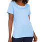 Karen Scott Women's Cotton Crochet Trim T-Shirt Blue Size Medium