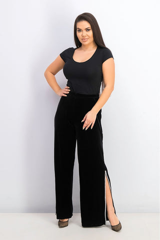 MSK Women's Embellished Trim Velvet Pants Black Size Small