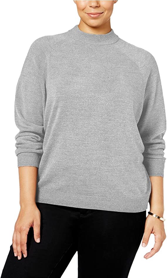 Karen Scott Women's Mock Neck Sweater Grey Size PL