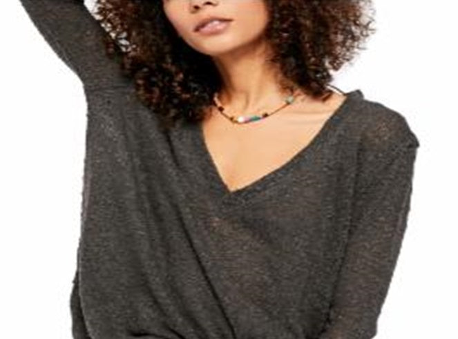 Free People Women's Ocean Air Hacci Top Black Size X-Large