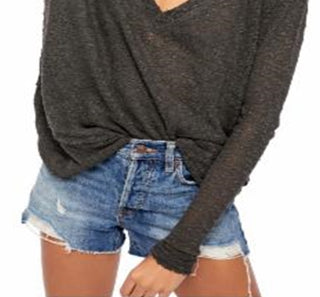 Free People Women's Ocean Air Hacci Top Black Size X-Large