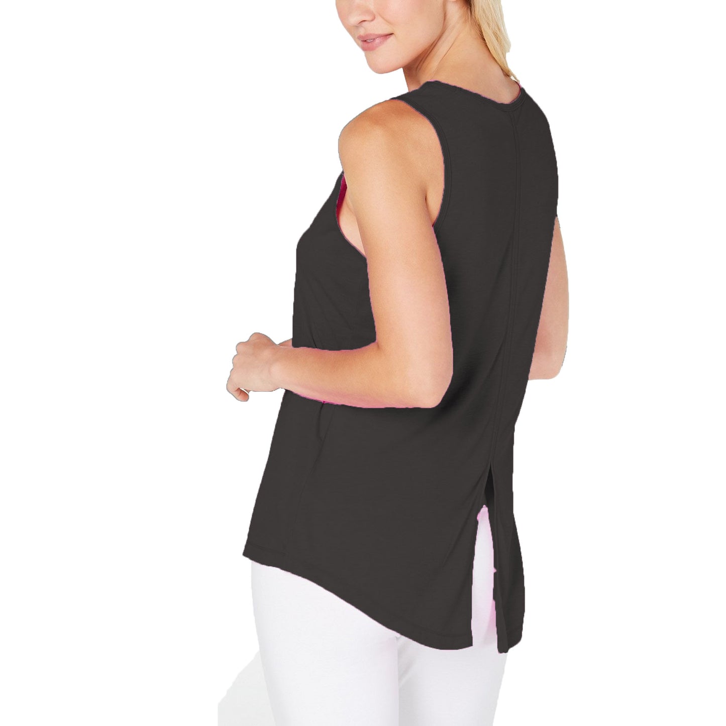 Ideology Women's Sleeveless Jewel Neck Top Black Size Medium