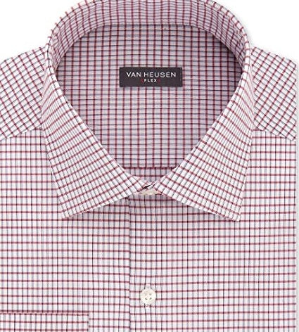 Van Heusen Men's Classic Fit Performance Stretch Wrinkle Free Flex Collar Check Dress Shirt Red Size 2X
