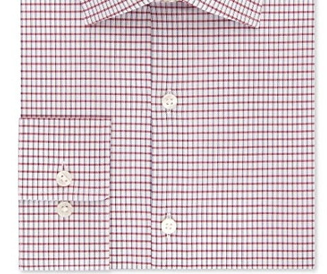 Van Heusen Men's Classic Fit Performance Stretch Wrinkle Free Flex Collar Check Dress Shirt Red Size 2X