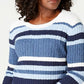 Karen Scott Women's Cotton Striped Sweater BlueSize Medium