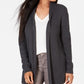 Karen Scott Women's Cotton Mixed Knit Cardigan Grey Size PM