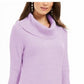 Style & Co Women's Textured Heather Long Sleeve Cowl Neck Sweater Purple Size Petite Large