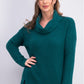 Style & Co Women's Cowl Neck Vented Hem Sweater Green Size PL