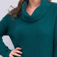 Style & Co Women's Cowl Neck Vented Hem Sweater Green Size PL