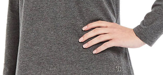 Calvin Klein Women's Long Sleeve Jewel Neck Top Grey Size Large