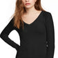 Splendid Women's Ribbed V Neck Tee Black Size Medium