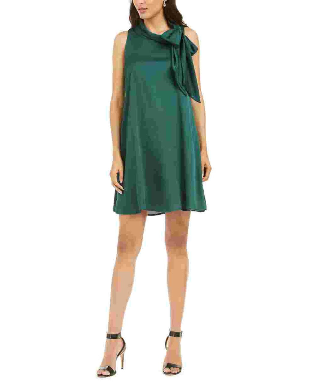 Robbie Bee Women's Sleeveless Cowl Neck Above The Knee Fit Flare Evening Dress Green Size 6 Petite