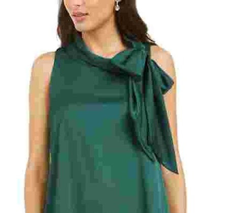Robbie Bee Women's Sleeveless Cowl Neck Above The Knee Fit Flare Evening Dress Green Size 6 Petite