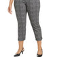Alfani Women's Plus Size Printed Cropped Pull-On Pants Black/white Size 24W
