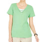 Karen Scott Women's Lace Up Layered Look Top Green Size Medium