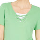Karen Scott Women's Lace Up Layered Look Top Green Size Medium