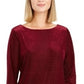 Charter Club Women's Flocked Boat-Neck Top  Red Size PXL