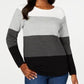 Karen Scott Women's Colorblocked Pullover Sweater Gray Combo Size Small