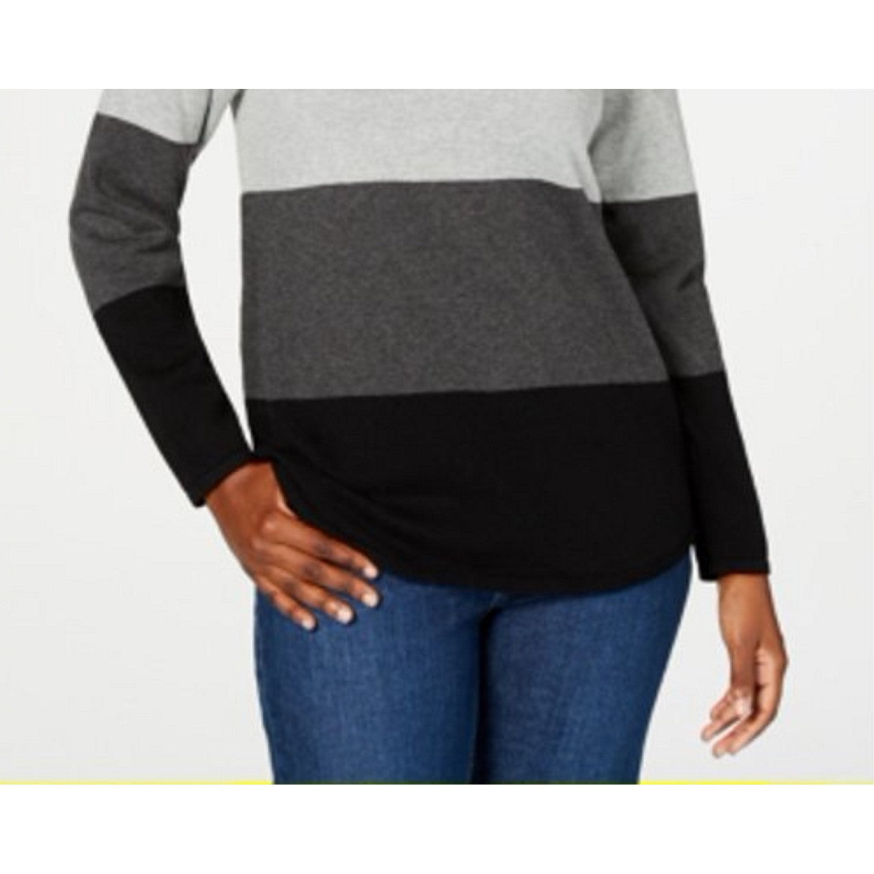 Karen Scott Women's Colorblocked Pullover Sweater Gray Combo Size Small