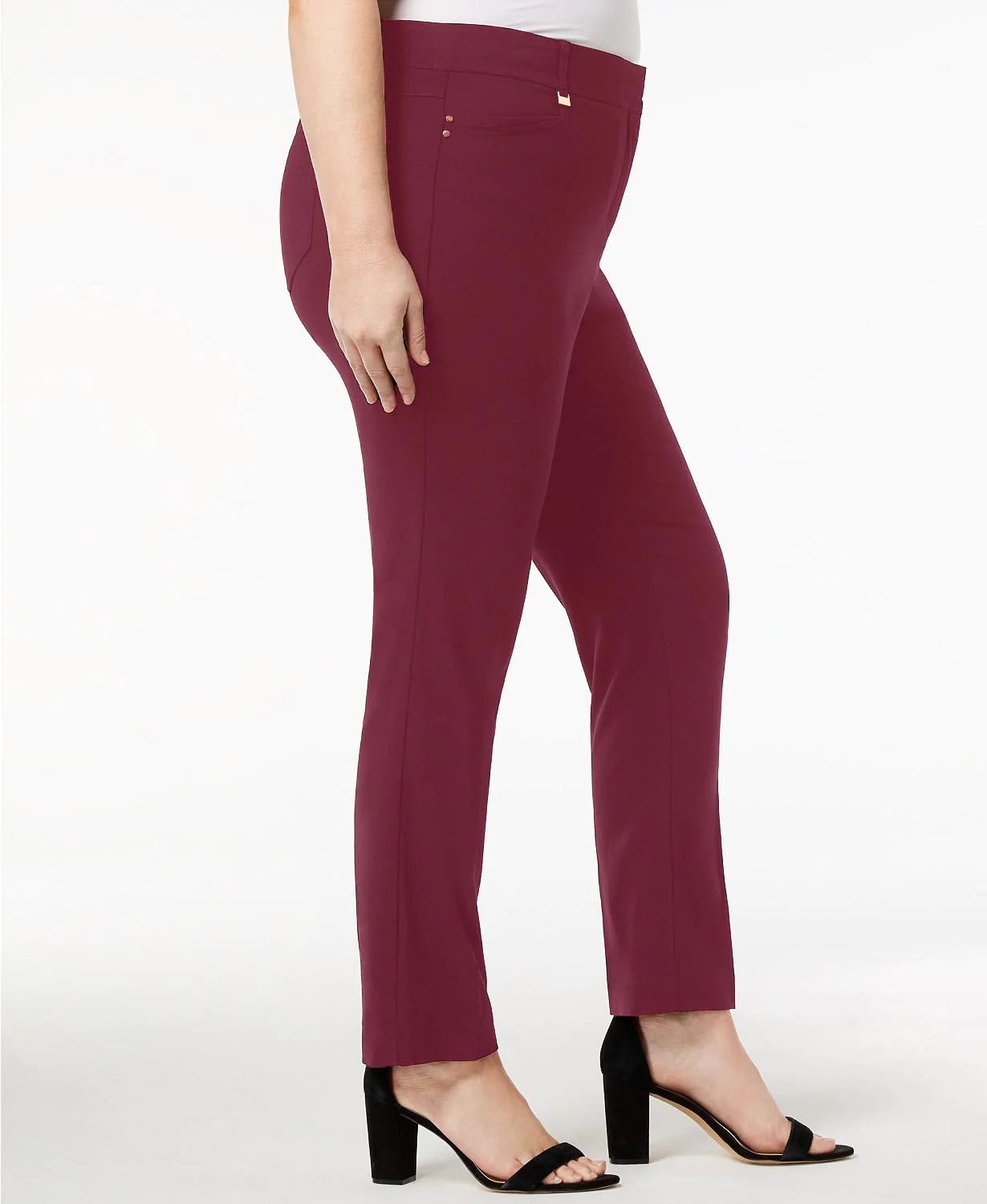 JM Collection Women's Short Tummy Control Curvy Fit Pants Wine Size 4 Petite Small