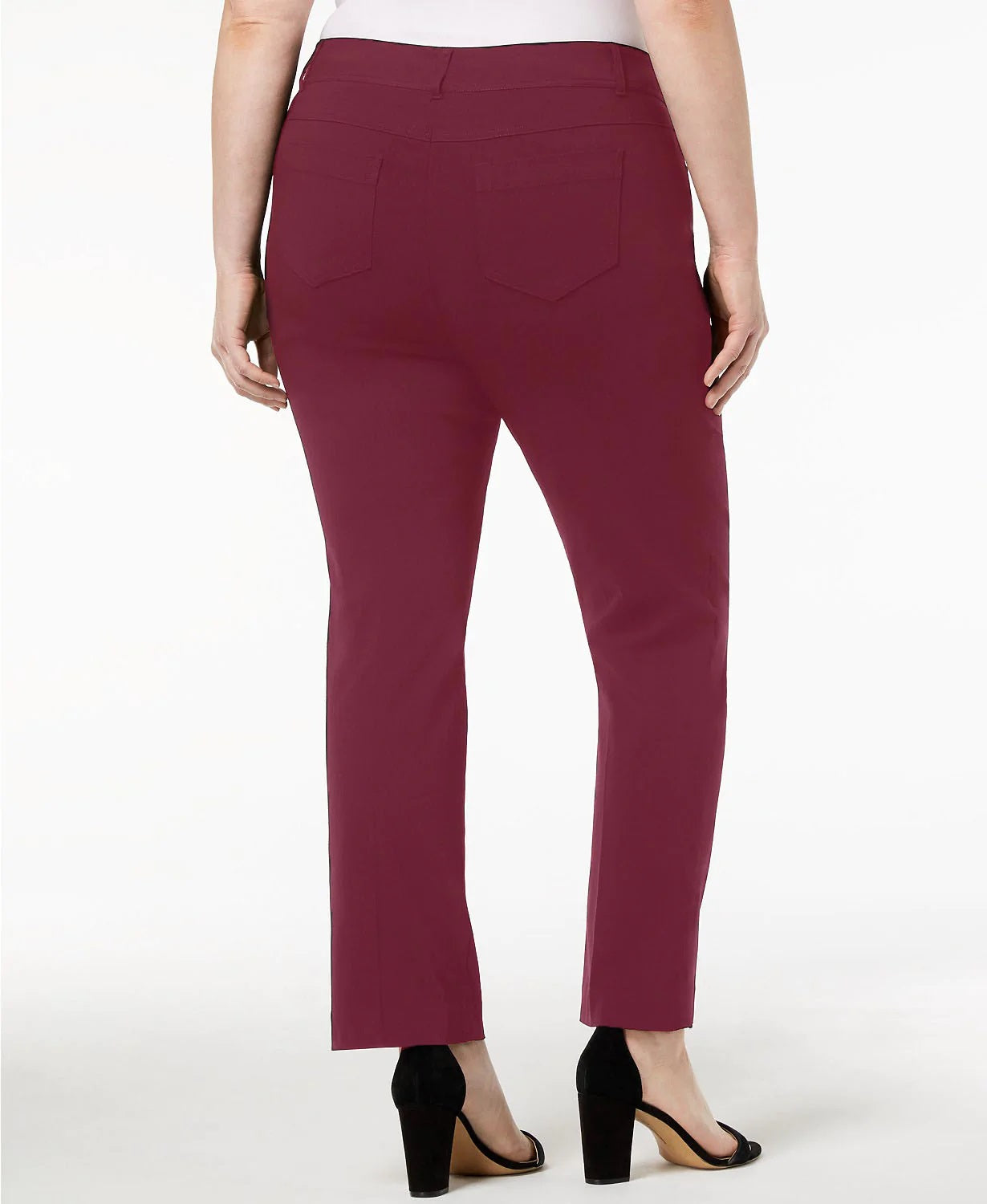 JM Collection Women's Short Tummy Control Curvy Fit Pants Wine Size 4 Petite Small