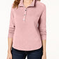 Karen Scott Women's Stand Collar Snap Front Top Pink Size PS
