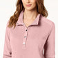 Karen Scott Women's Stand Collar Snap Front Top Pink Size PS