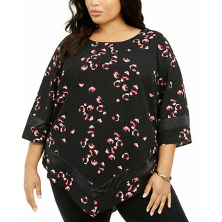 Alfani Women's Plus Size Chiffon-Trim V-Hem Tunic Black Size 0X