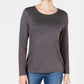 Karen Scott Women's Satin-Trim Scoop-Neck Top Black Size XX-Large
