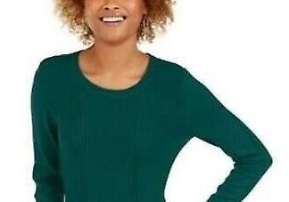 Style & Co Women's Mixed Stitch Sweater Green Size Large