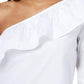 Maison Jules Women's Ruffled Sleeve Top White Size Medium