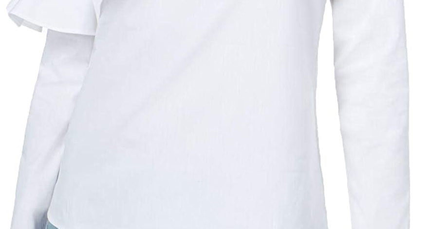 Maison Jules Women's Ruffled Sleeve Top White Size Medium