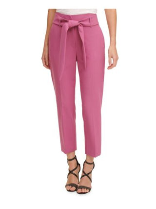 DKNY Women's Belted Slim-Leg Pants Pink Size 6