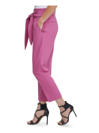 DKNY Women's Belted Slim-Leg Pants Pink Size 6