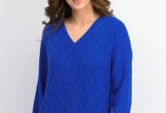 Karen Scott Women's Basket-Stitch Sweater Blue Size Medium
