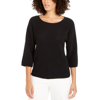 Alfani Women's Metallic Ribbed-Knit Sweater Black Size Medium
